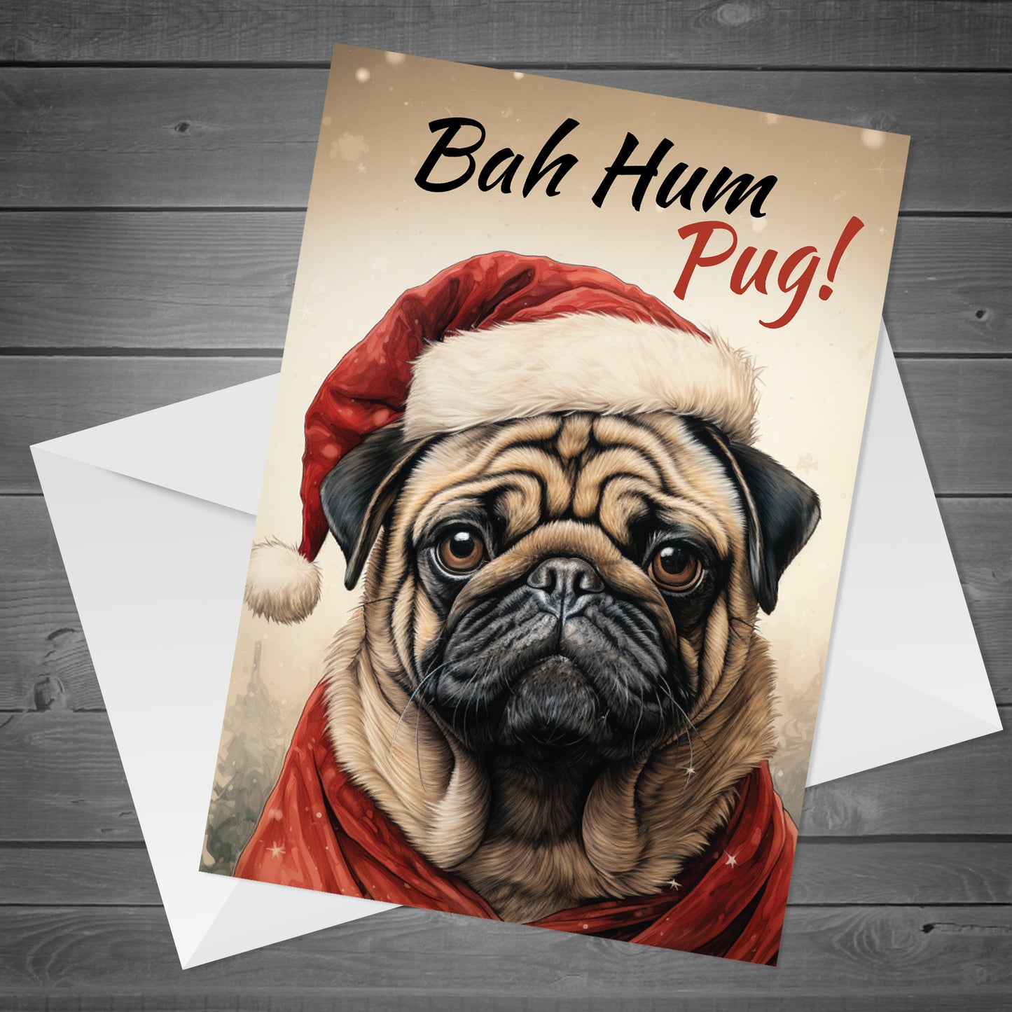Bah Hum Pug Christmas Card Funny Christmas Card For Mum Dad