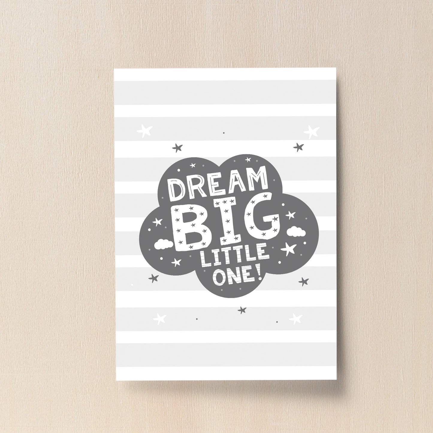 Grey Nursery Print Dream Big Baby Kids Room Pictures Wall Art