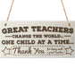 Great Teachers Change The World THANK YOU Teacher Gift Plaque