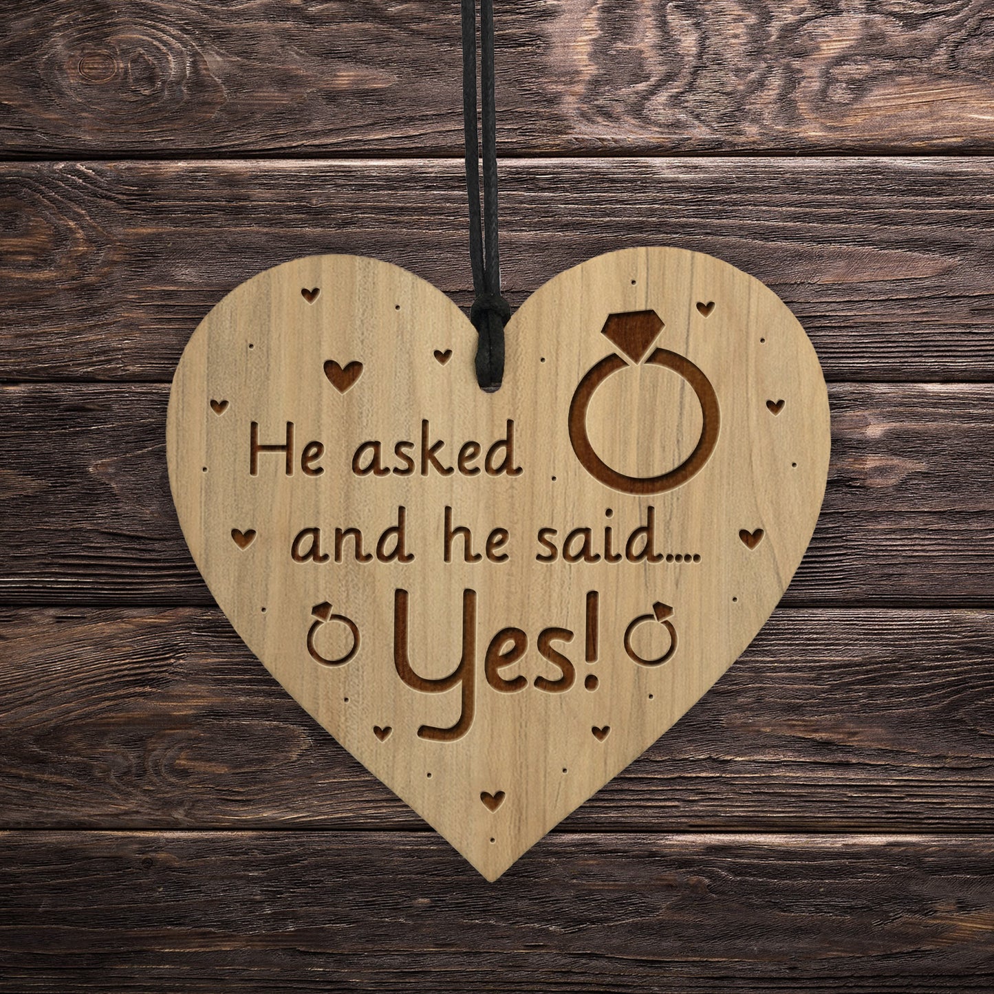 He Asked And He Said Yes Engagement Gift For Him Engraved Heart