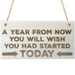 A Year From Now Wooden Hanging Plaque Inspirational Quote Sign