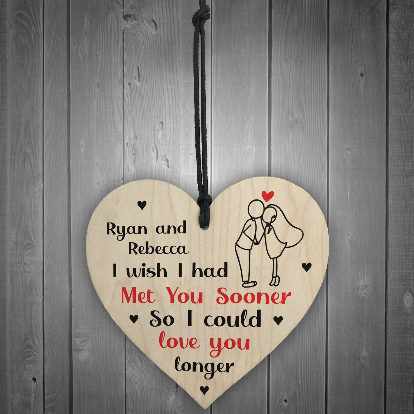 Valentines Day Anniversary Personalised Gift Idea Wooden Heart