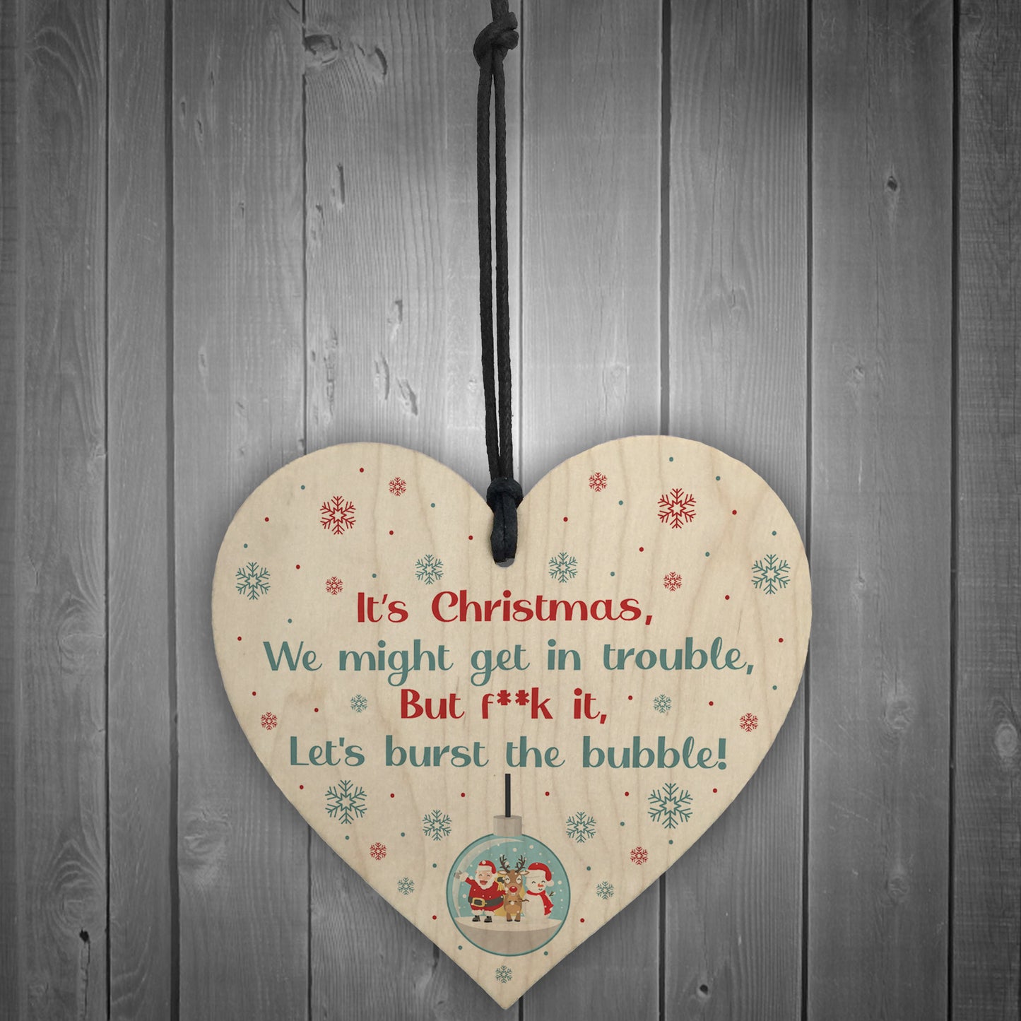 Funny Christmas Tree Decoration Lockdown Gift Wood Heart