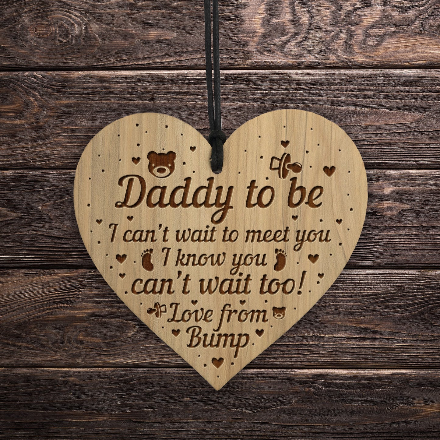 DADDY TO BE GIFT Engraved Heart Bump Gifts Daddy Birthday Xmas