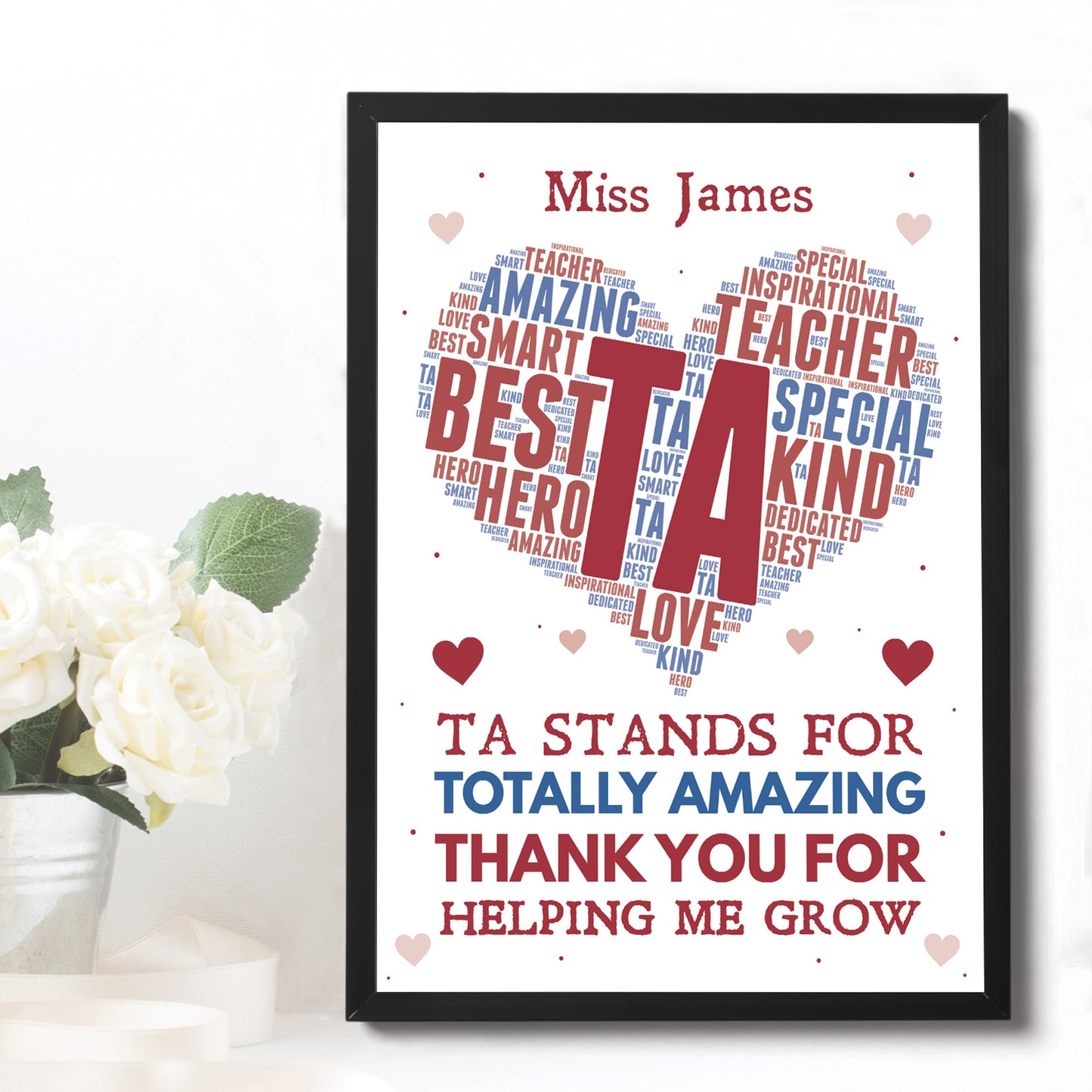Personalised Amazing Teaching Assistant Gift Framed Word Art