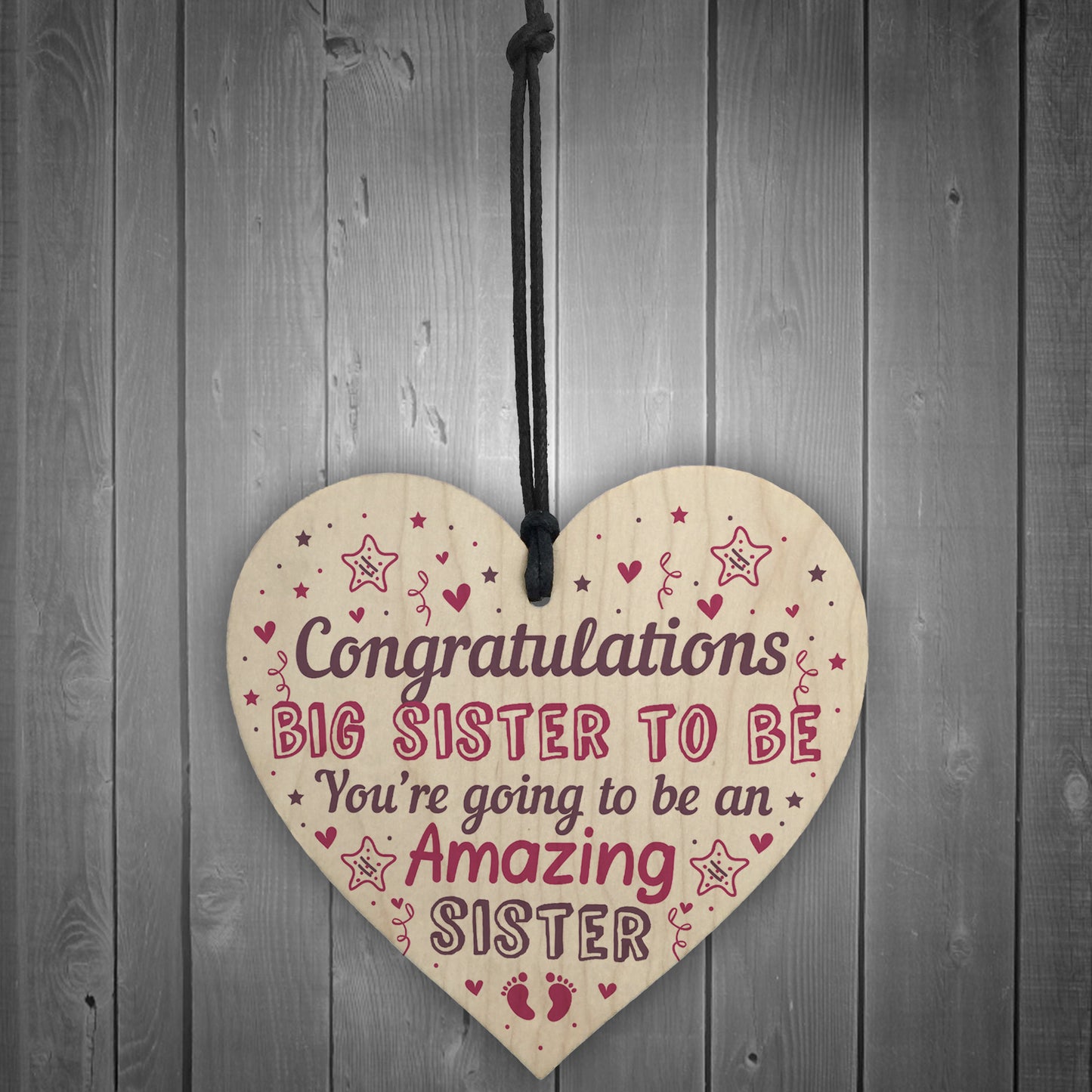 Big Sister To Be Gifts Congratulations Wooden Heart Mummy To Be