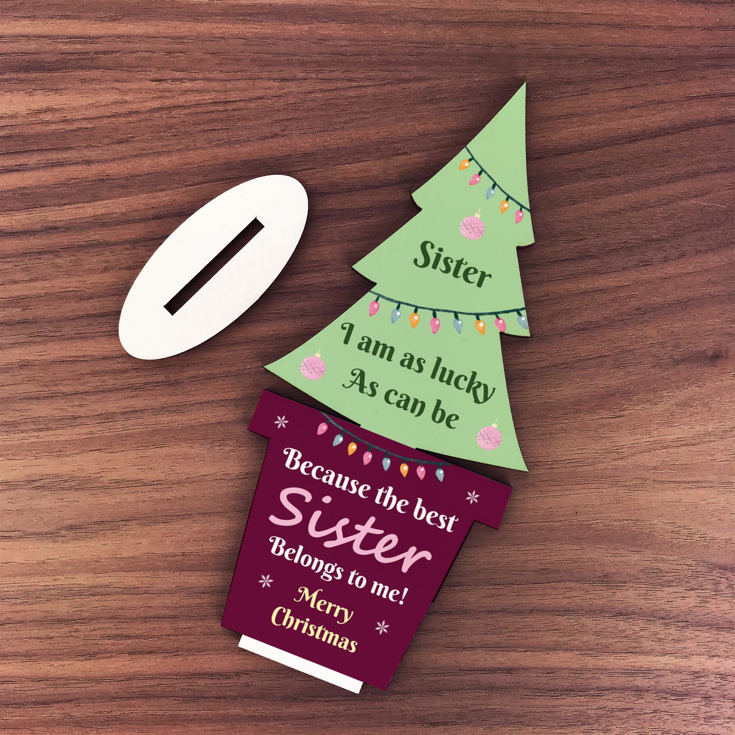 Christmas Gift For Sister Wooden Christmas Tree Thank You Sister