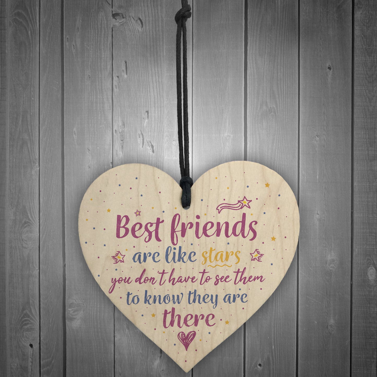 Handmade Best Friends Are Like Stars Wooden Heart Plaque Gift