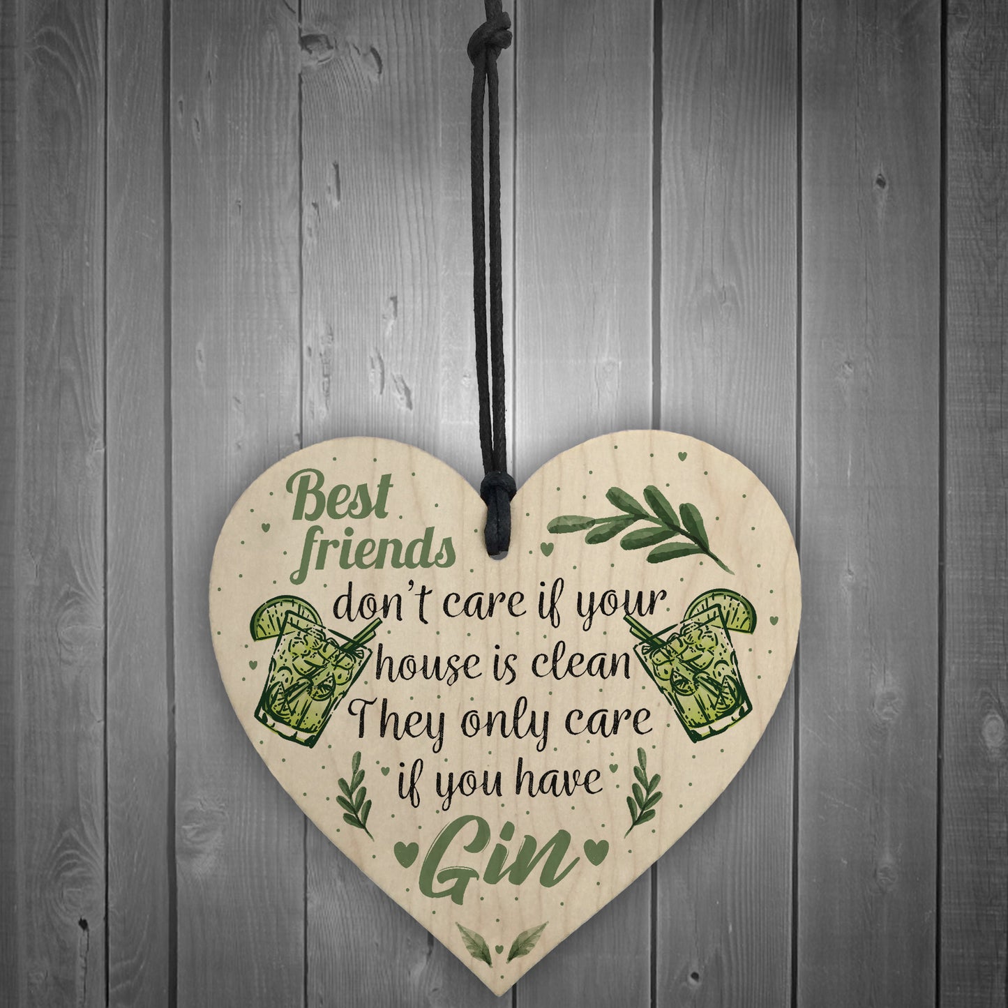Gin & Tonic Novelty Wood Heart Friendship Gin Gift Alcohol Decor