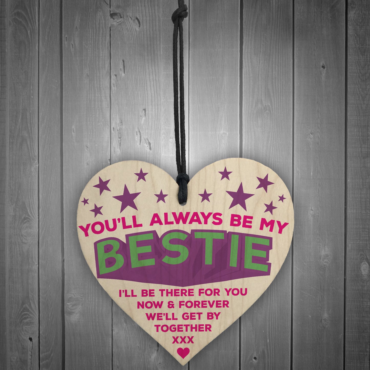 Always Be My Bestie Hanging Wooden Heart Plaque Sign Gift