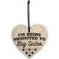 Being Promoted To Big Sister Wooden Hanging Heart Plaque