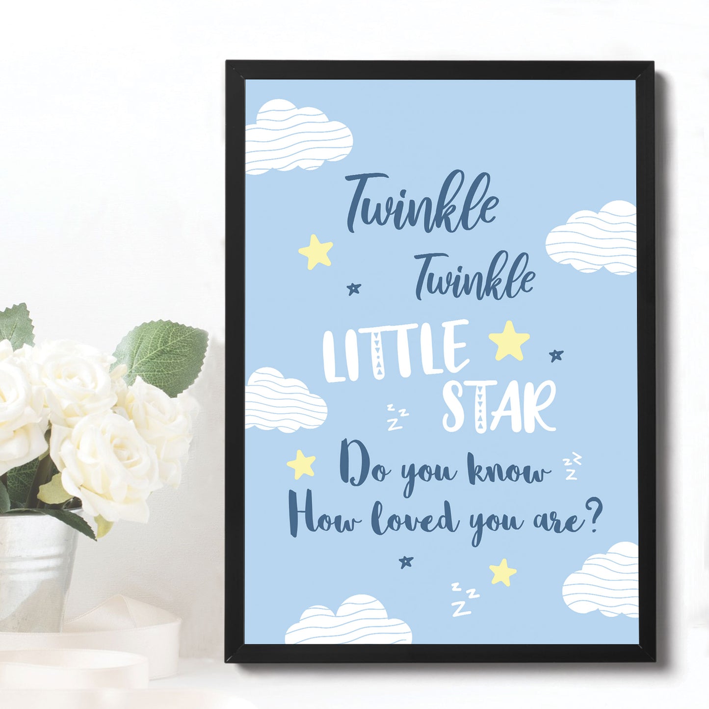 Blue Framed Nursery Prints / Nursery Wall Art For Baby Boy