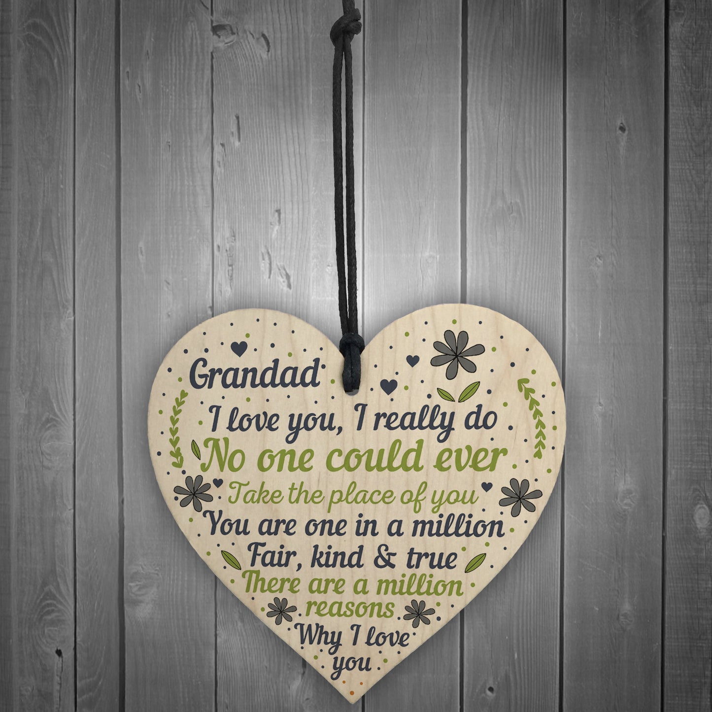 Cute Fathers Day Gift For Grandad Wooden Heart Grandad Gifts