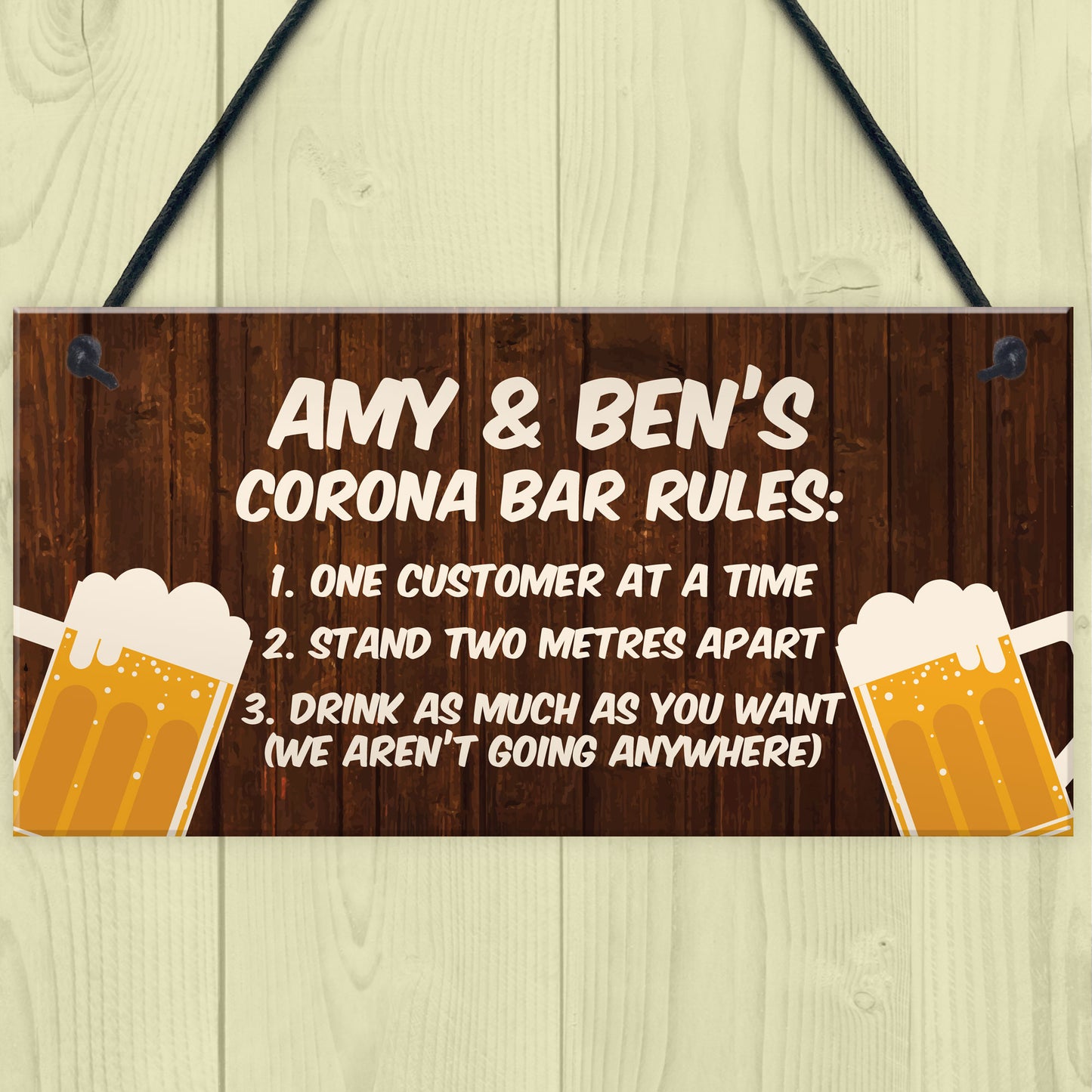 Funny Personalised Corona Bar Rules Home Bar Pub Sign Garden