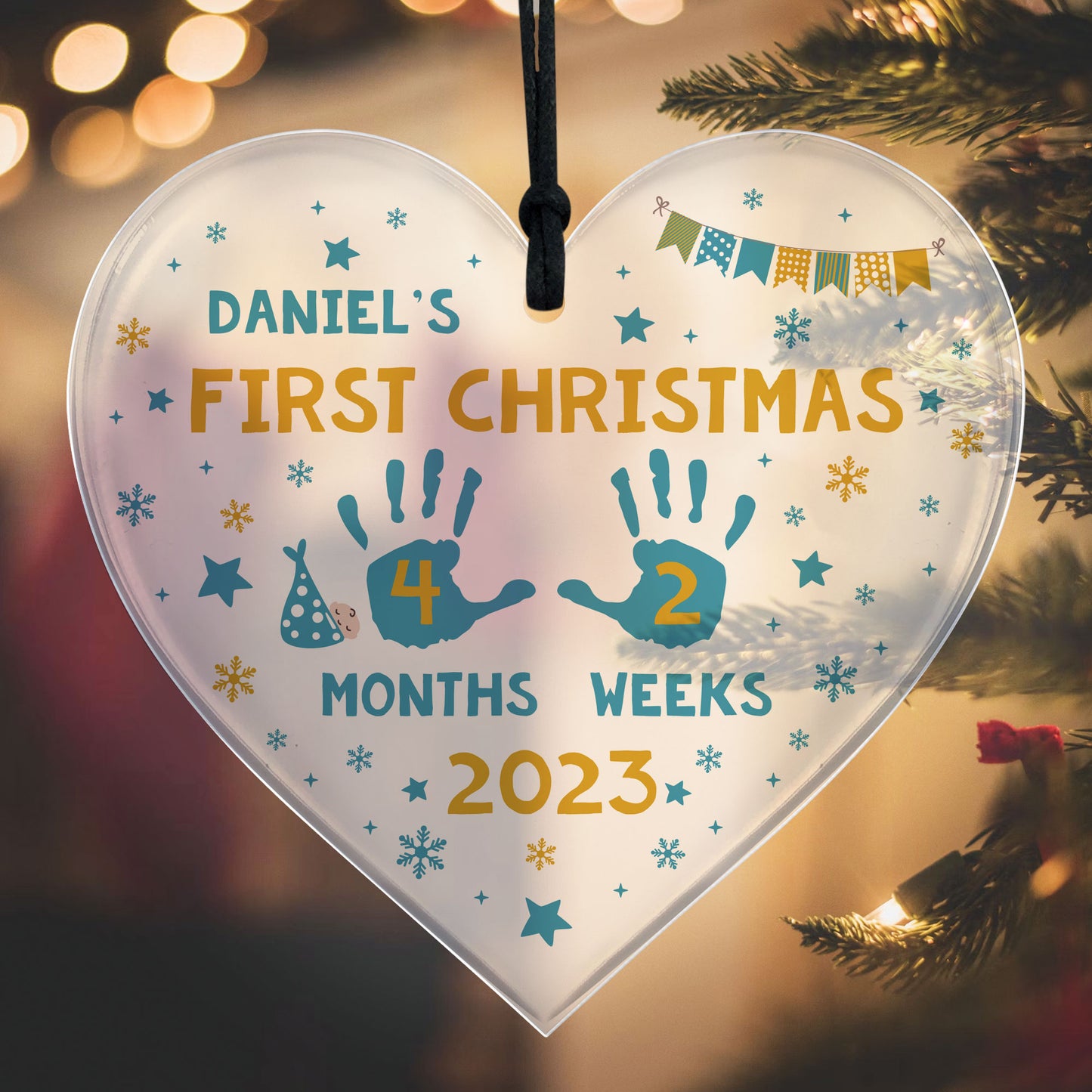 First Christmas Decoration For Baby Boy Girl Personalised Heart