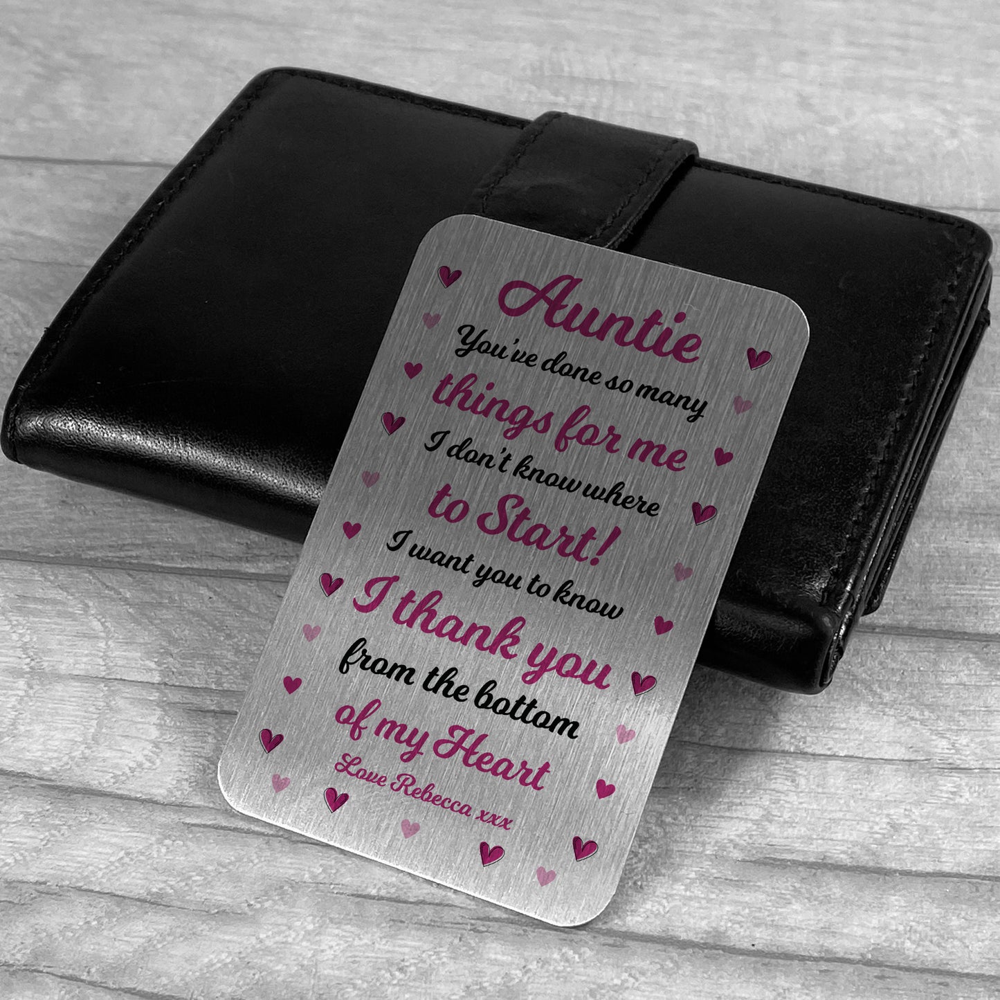Auntie Gift For Birthday Metal Card Personalised Thank You Gift