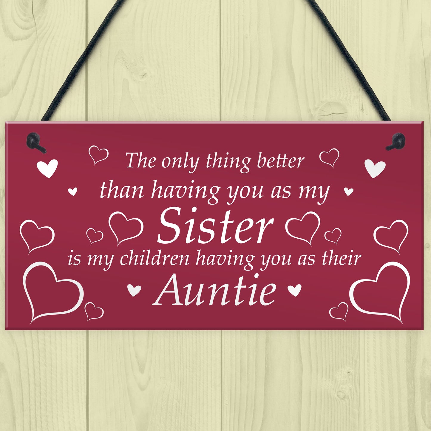 Novelty Auntie Gift Hanging Plaque Sister Gift From Niece Nephew