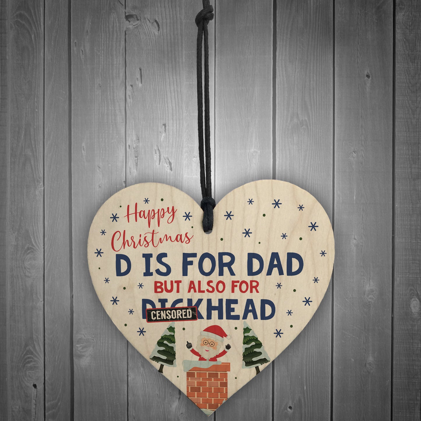 Rude Christmas Gift For Dad Funny Wooden Heart Gift For Him