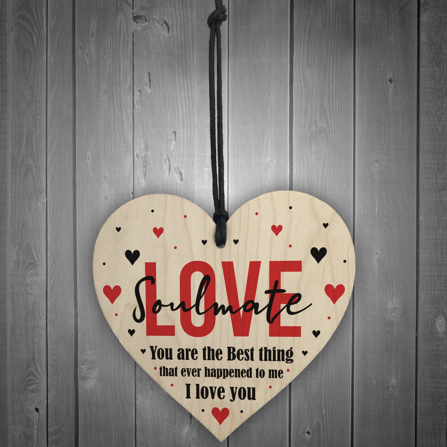 Soulmate Gift For Husband Wife Wooden Heart Anniversary Gift