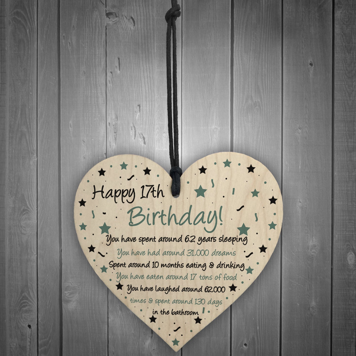 Funny 17th Birthday Gift For Daughter Son Wood Heart 17th Card