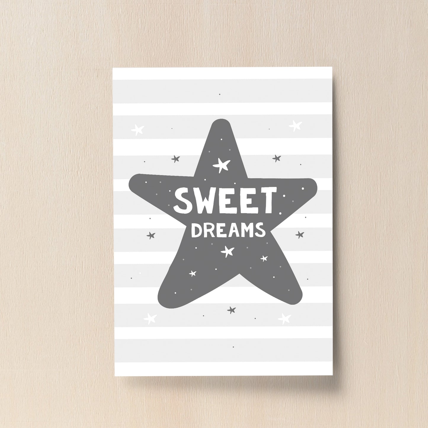 Grey Nursery Print Sweet Dreams Child Baby Room Picture Wall Art
