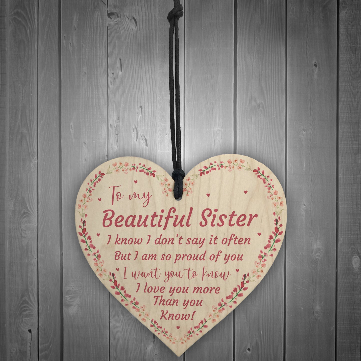 Beautiful Sister Wood Heart Special Gift For Sister Birthday