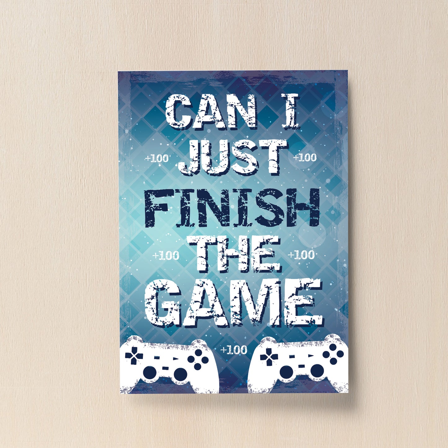 Blue Gaming Print Gift For Gamer Son Dad Boys Bedroom Wall Art