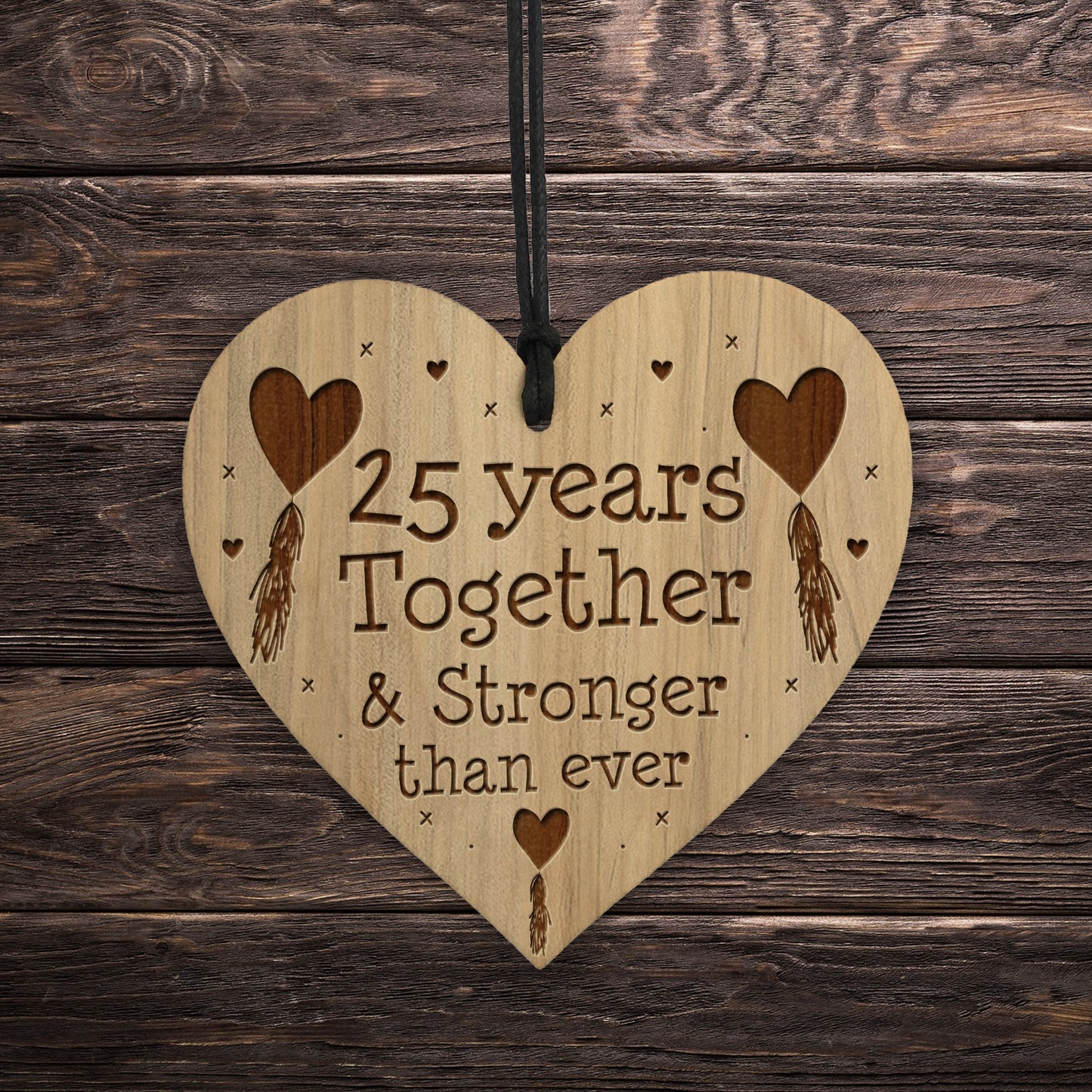25th Anniversary Gifts Engraved Heart Husband Wife Anniversary