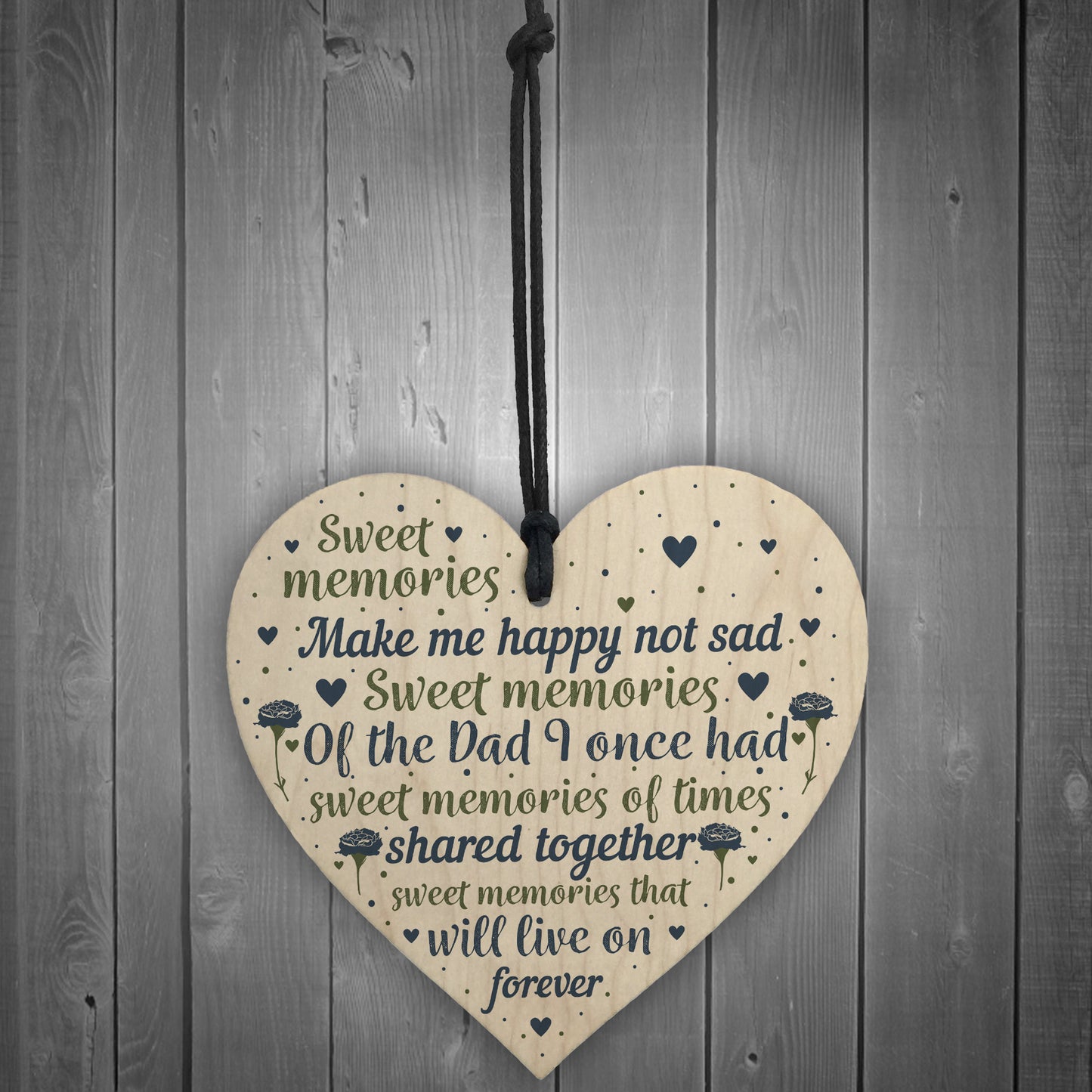 Christmas Tree Grave Memorial Ornament For Dad Wooden Heart