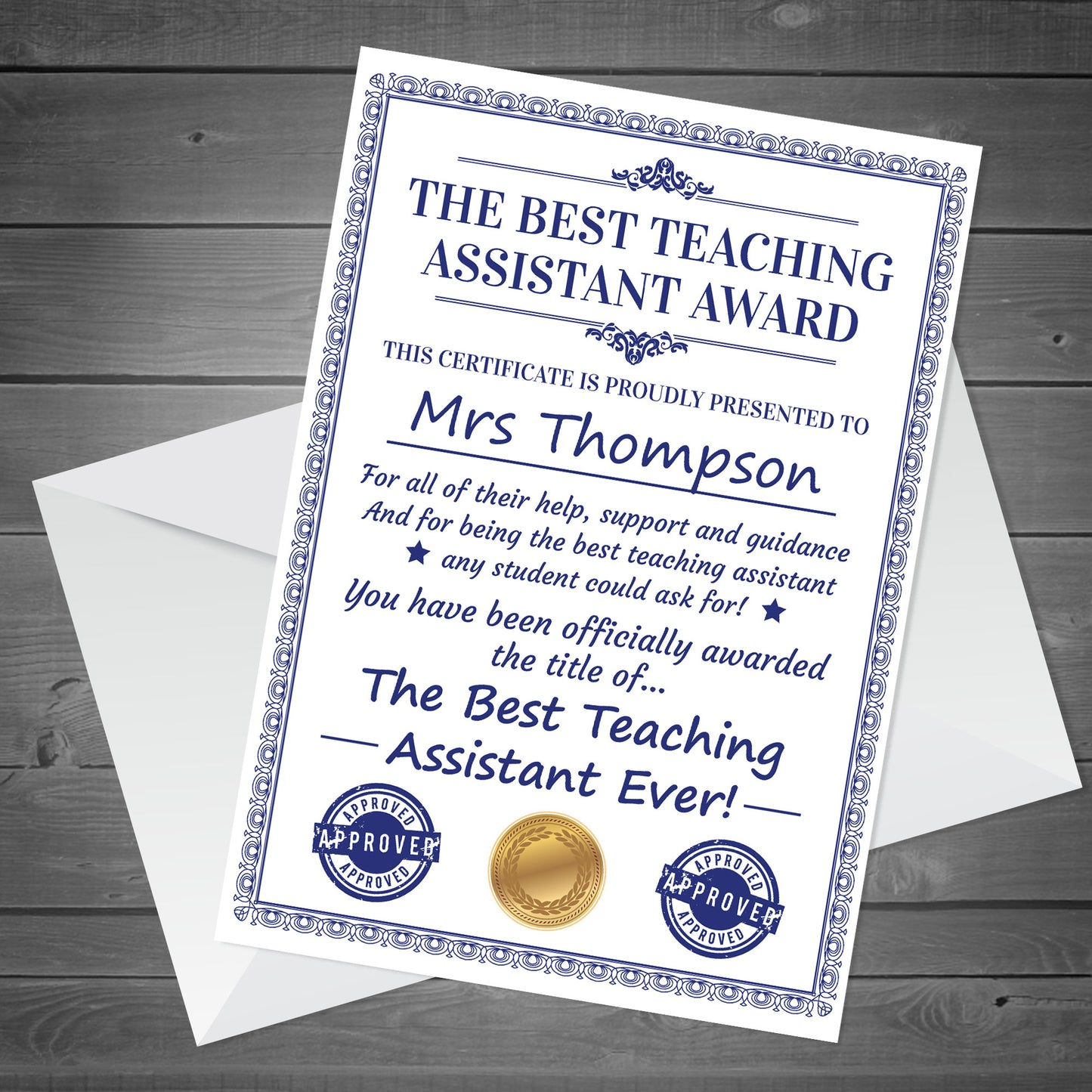 Red Ocean Thank You Teaching Assistant Card, Thank You Card