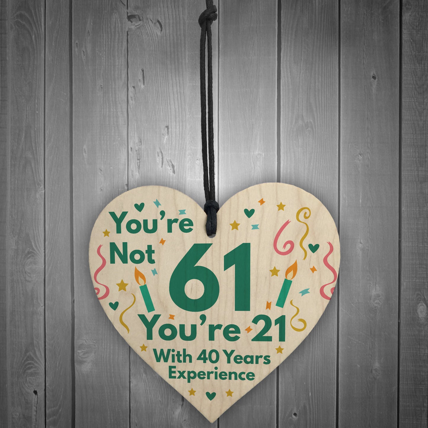 Funny Birthday Gifts Novelty 61st Birthday Gift Wood Heart Card