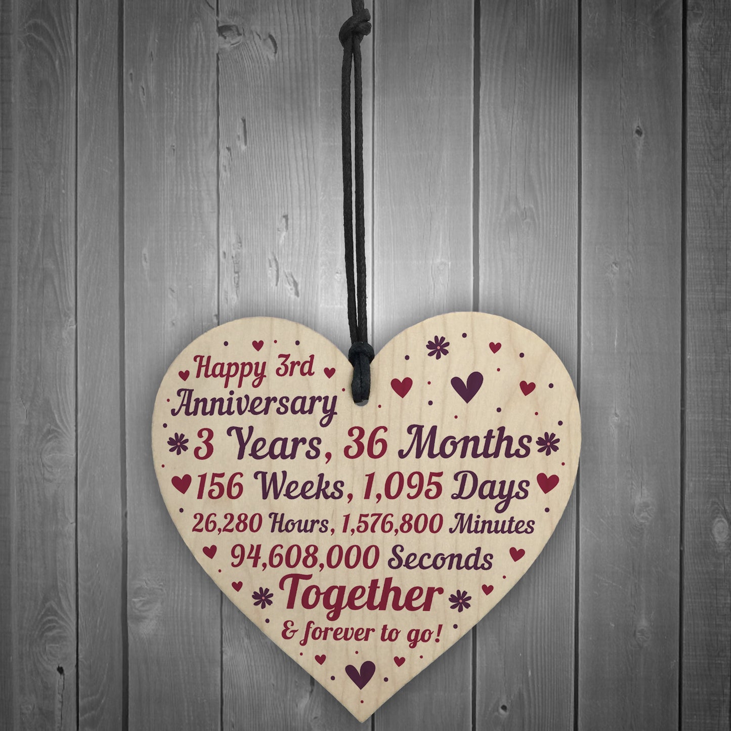Anniversary Wooden Heart To Celebrate 3rd Wedding Anniversary