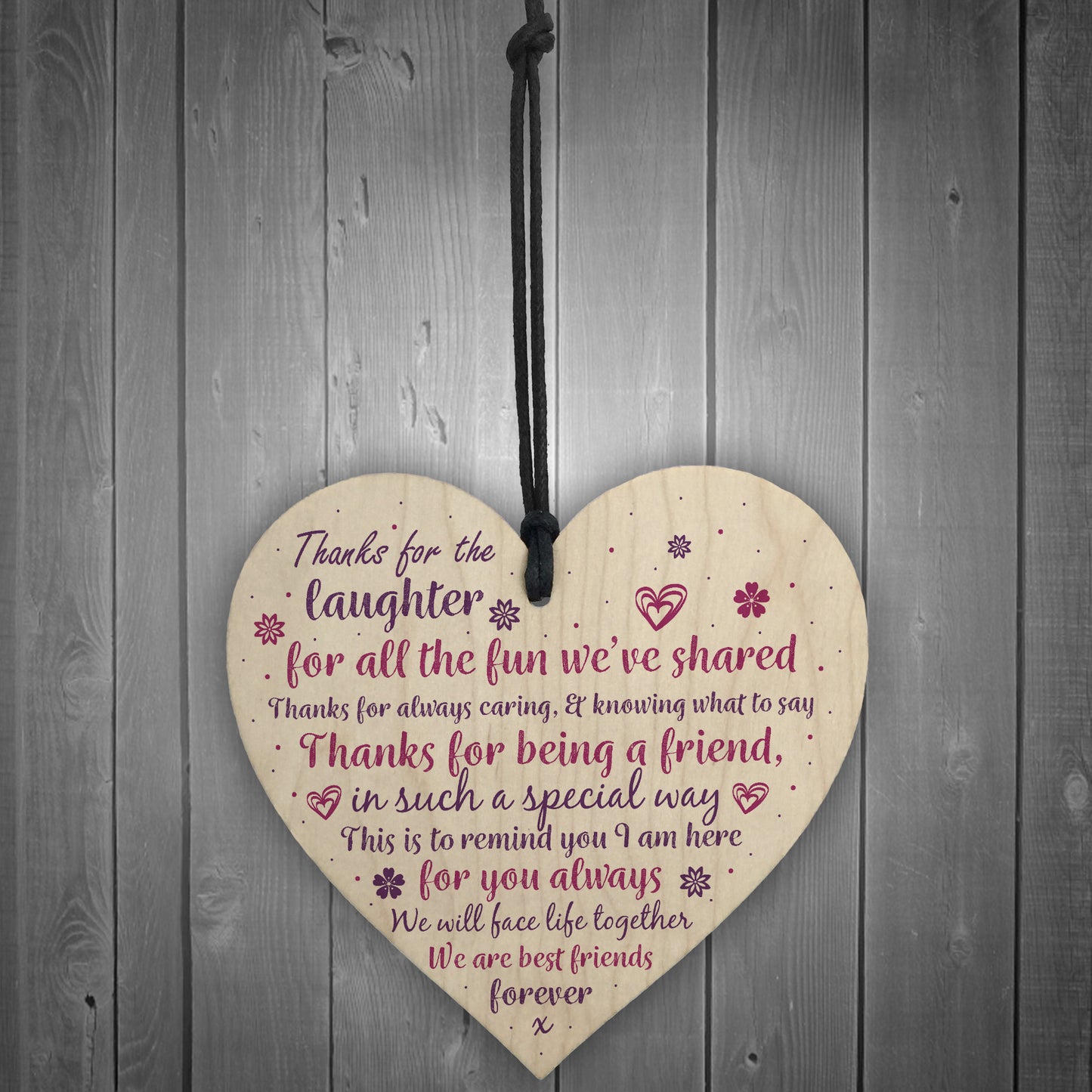 Best Friend Friendship Sign Wooden Hanging Heart Plaque Birthday