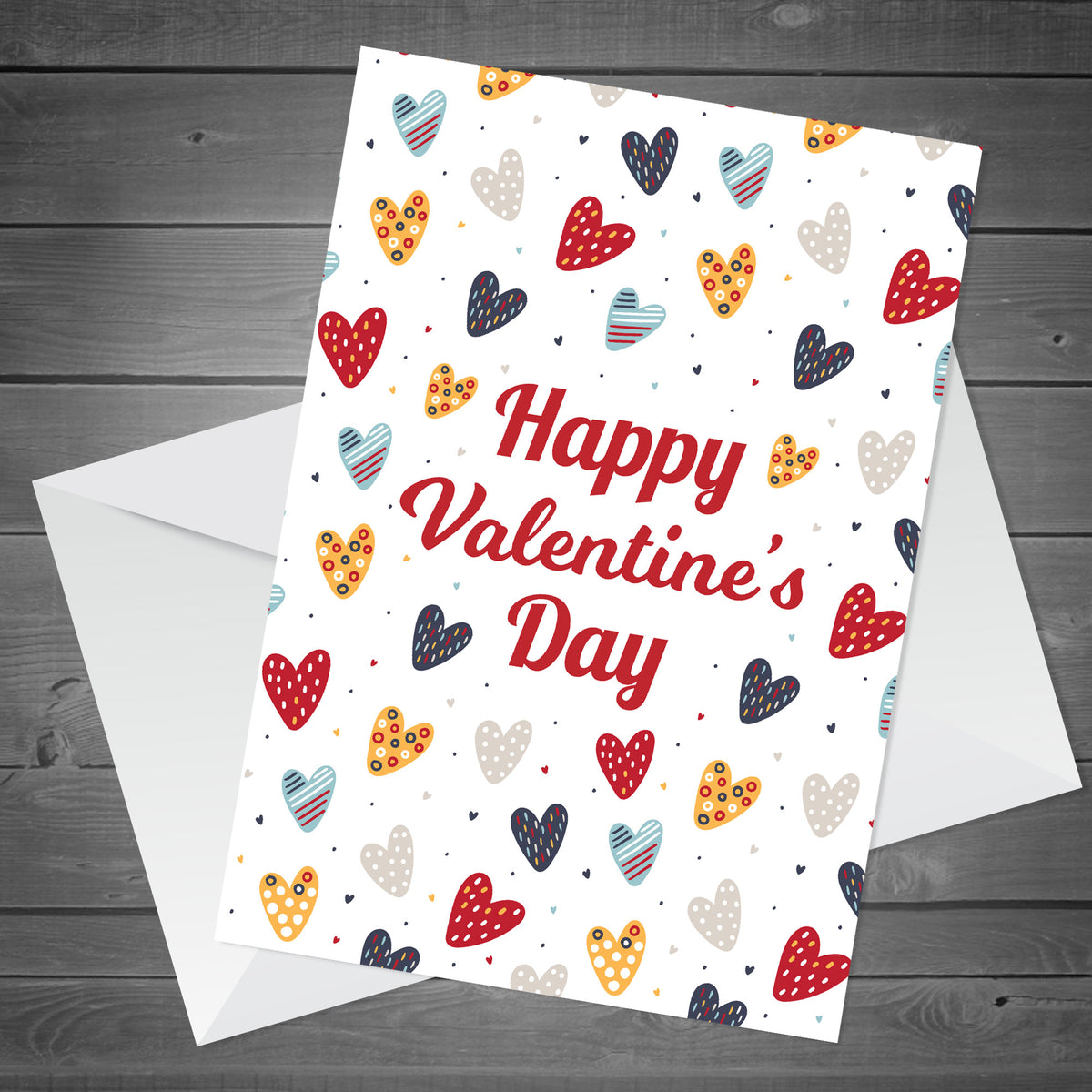 Happy Valentine's Day Card For Girlfriend Wife Cute Hearts