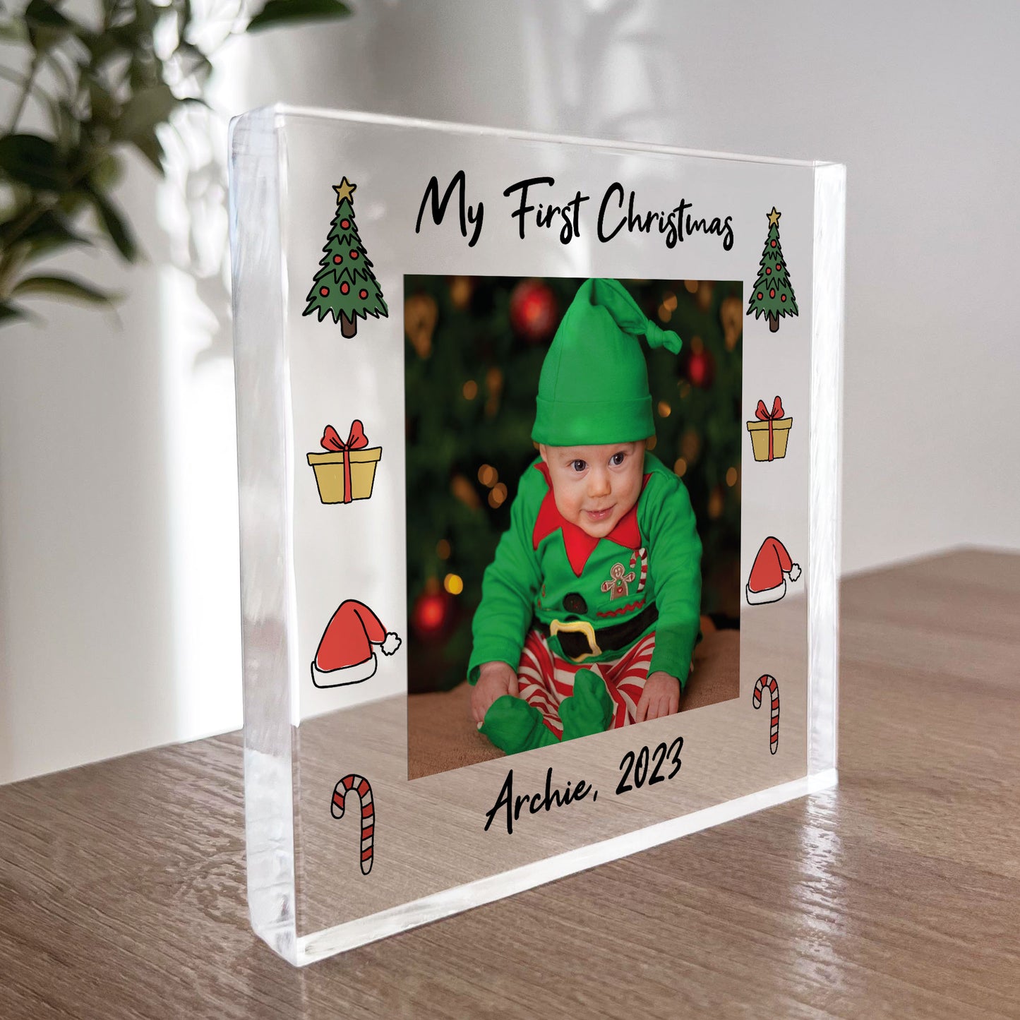 My First Christmas Gift Personalised Photo Block 1st Christmas