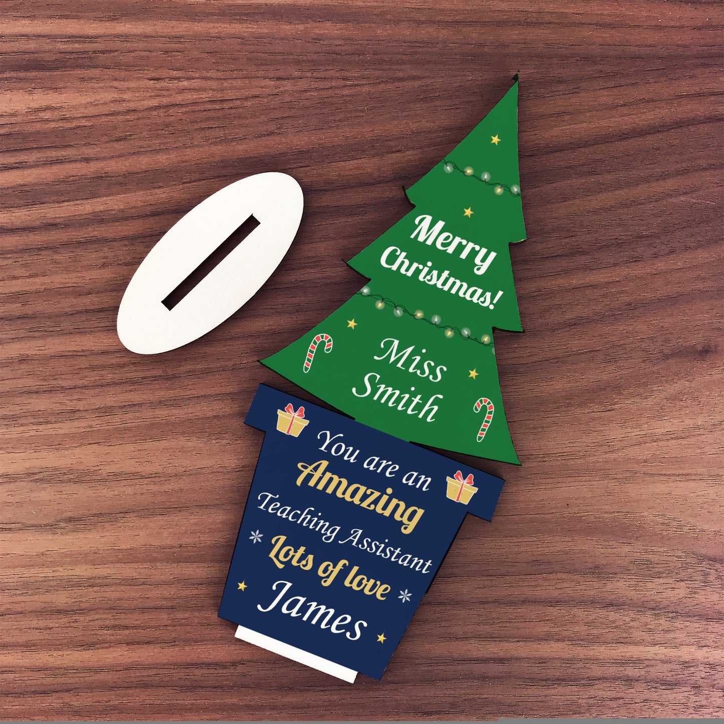 Christmas Gift For Teaching Assistant Wooden Tree Personalised