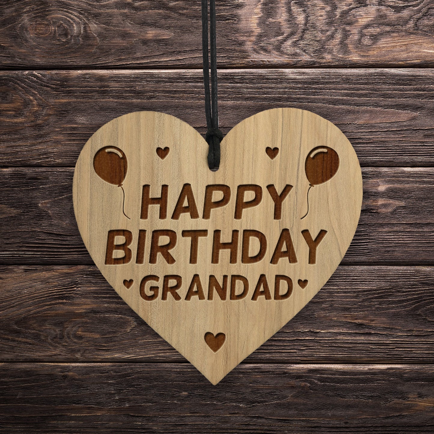 Birthday Gift For Grandad Wood Engraved Heart 50th 60th 70th