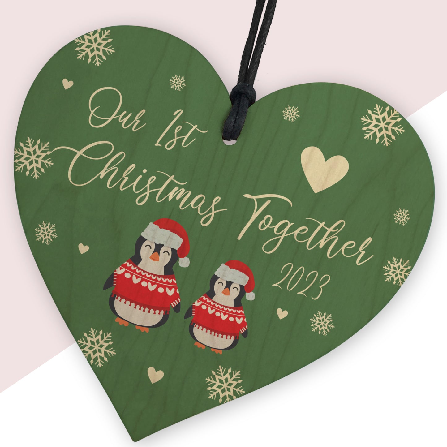 Our First Christmas Togther 2023 Christmas Wooden Heart Bauble