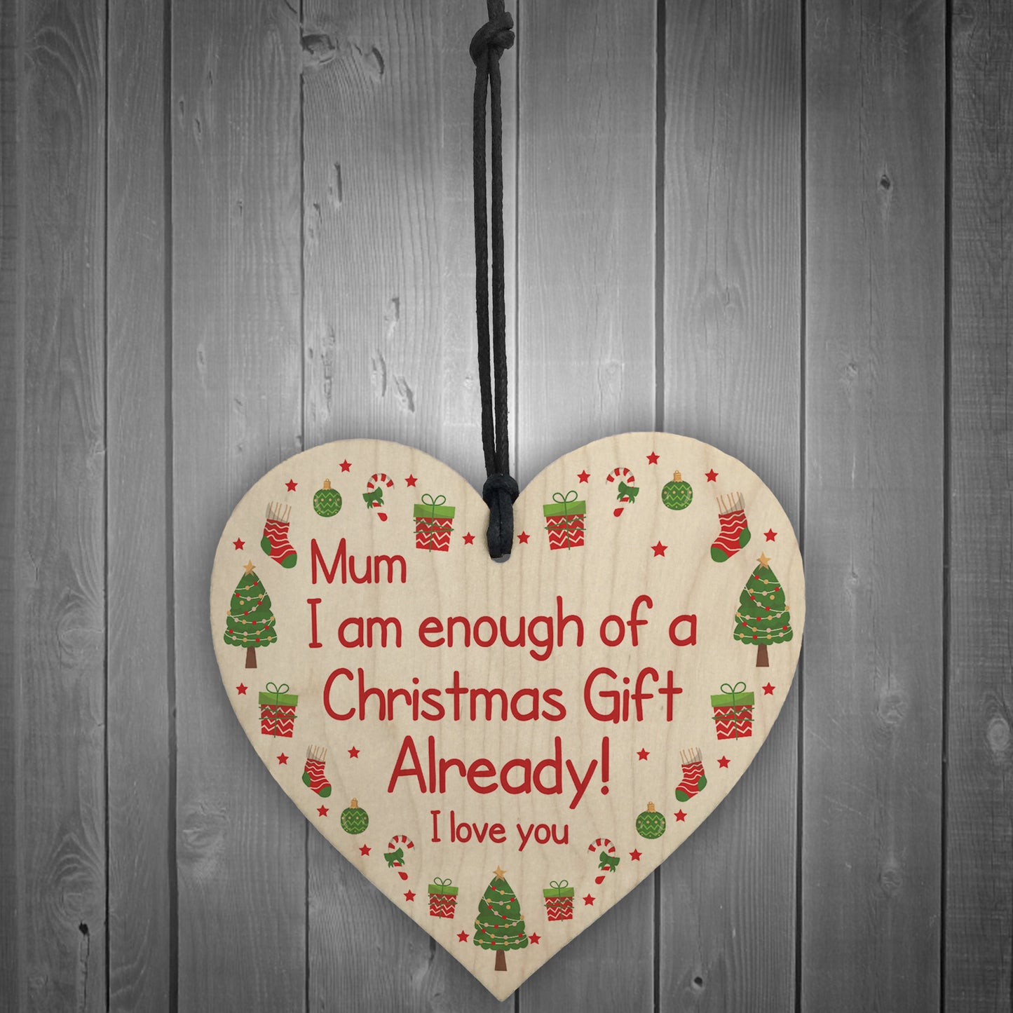 Funny Mum Christmas Gift From Daughter Son Novelty Wood Heart