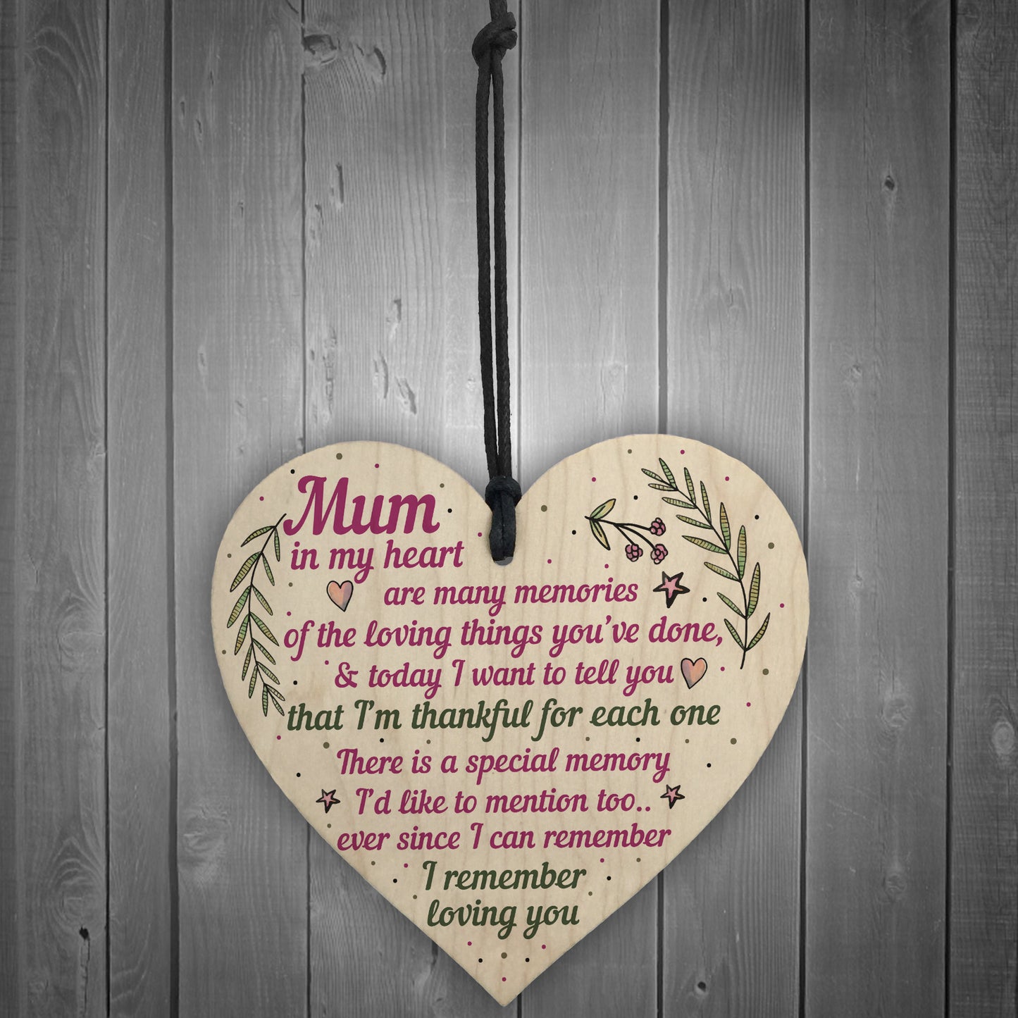 Mum Gifts From Daughter Son Wood Heart Plaque Birthday Christmas