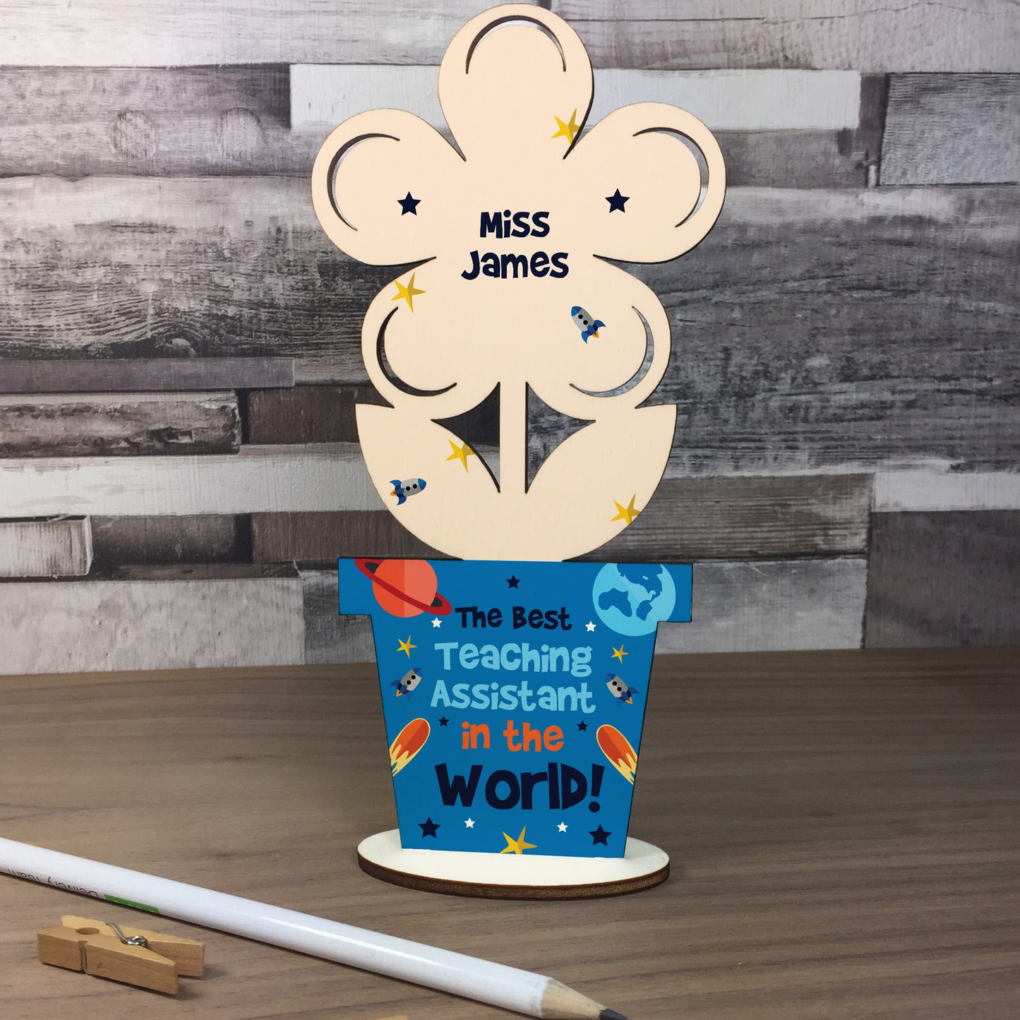 Personalised Best Teaching Assistant In The World Wood Flower
