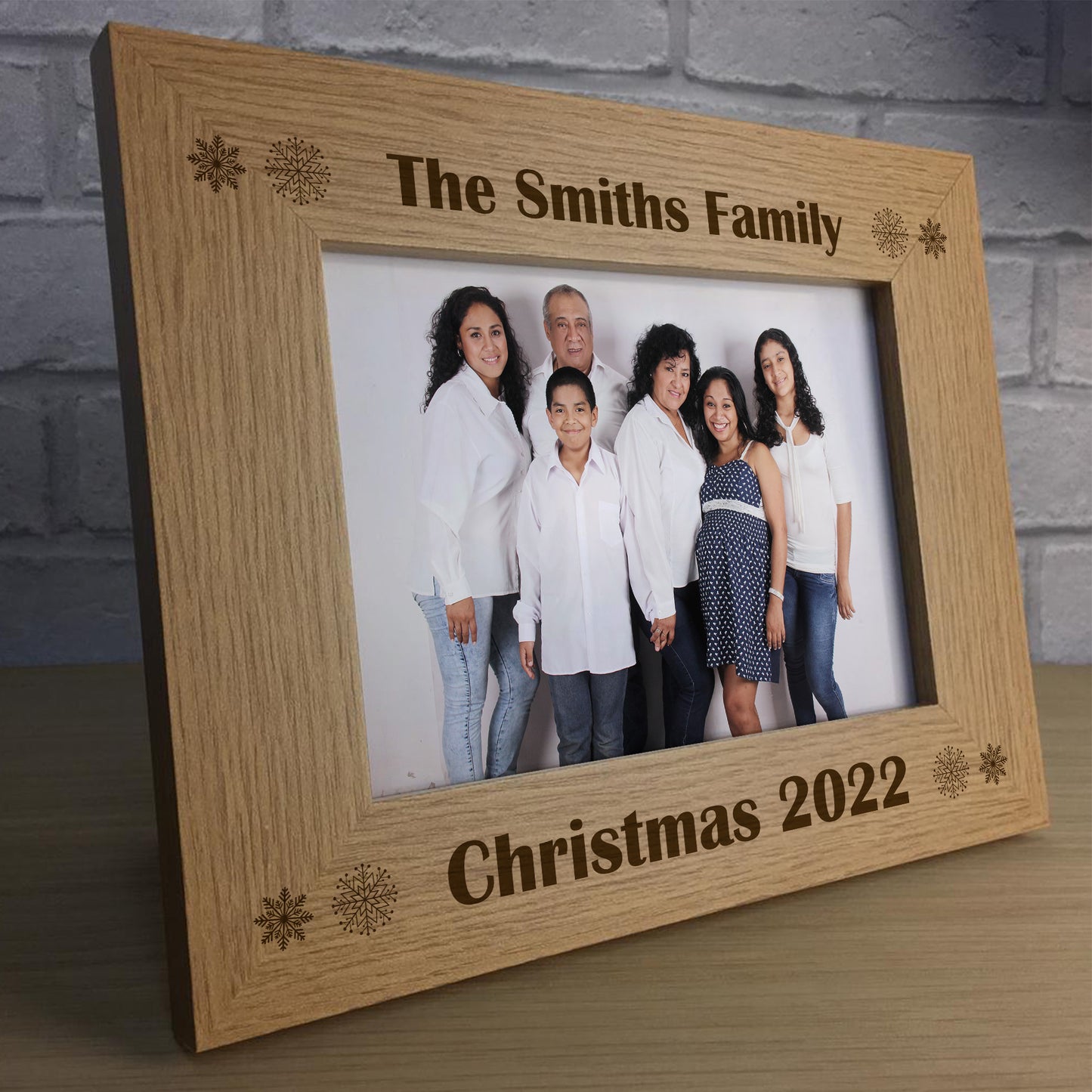 Personalised Christmas Decoration Wood Photo Frame Family Xmas