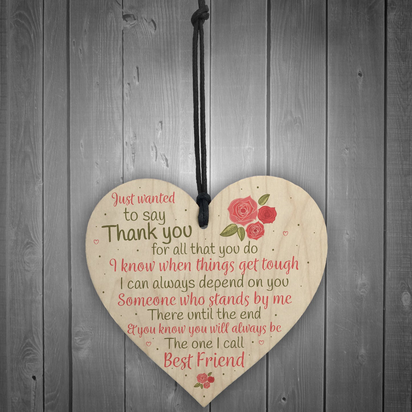 Friendship Thank You Gift Best Friend Plaque Wood Heart Sign