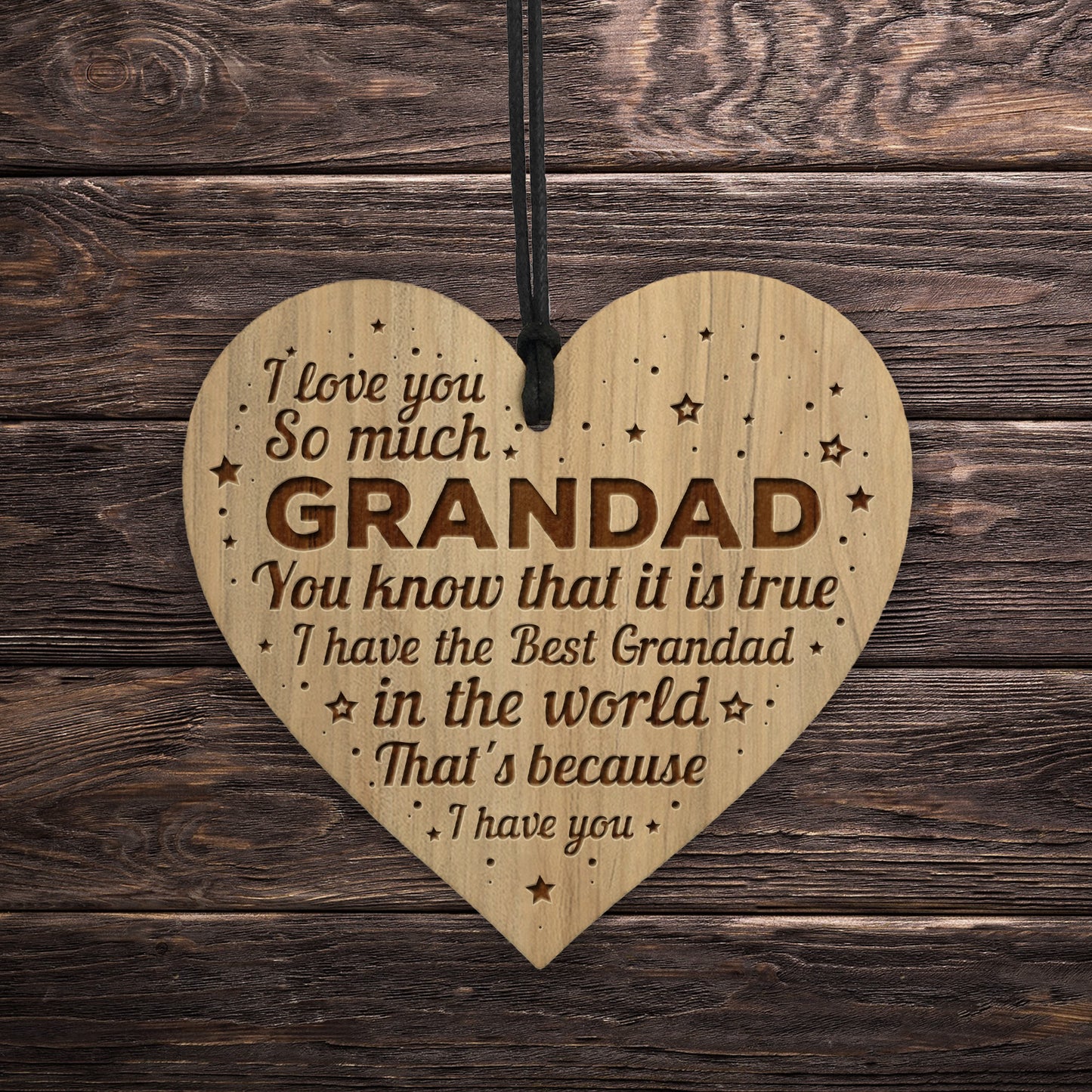 Novelty Grandad Gift LOVE YOU Engraved Heart Grandad Birthday