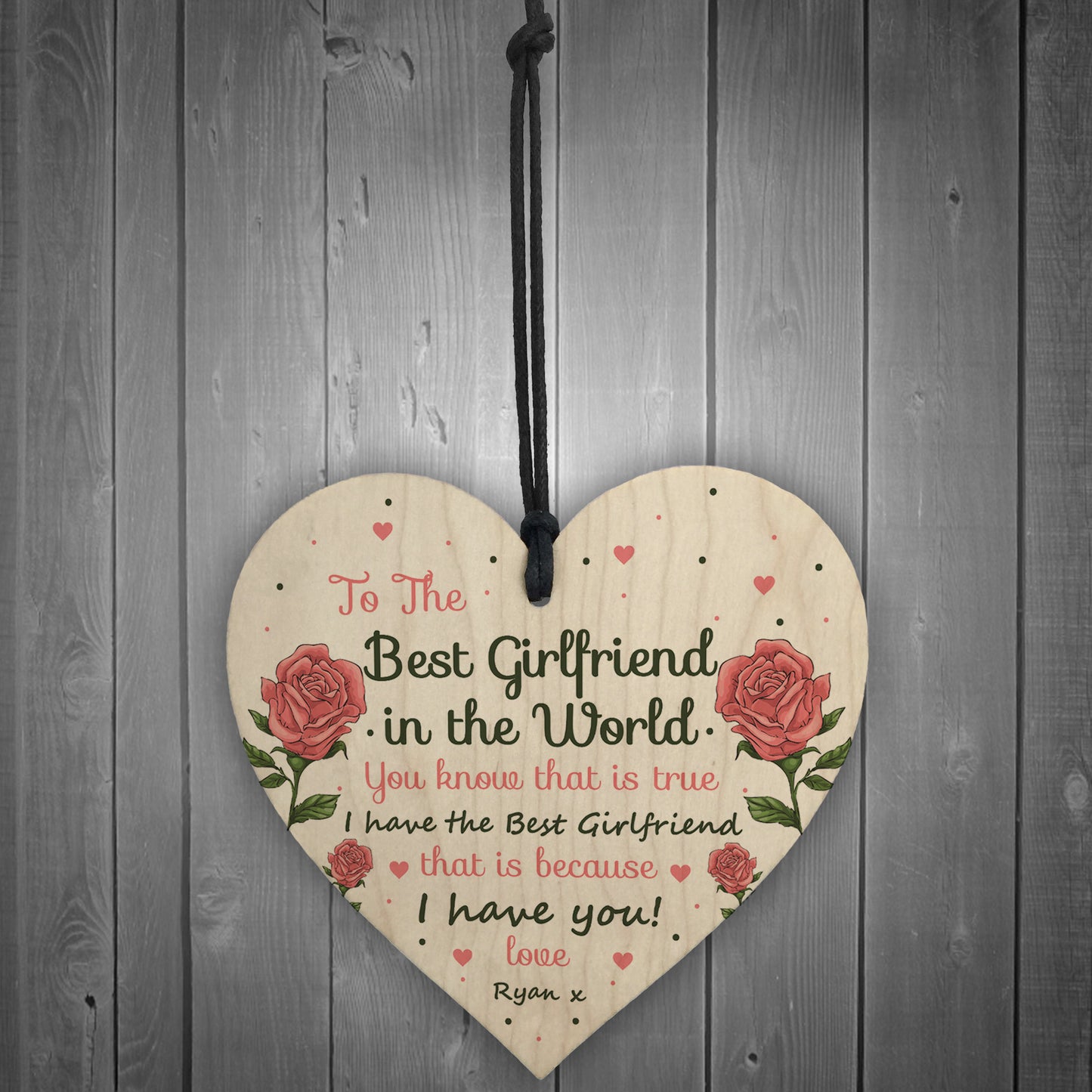 Best Girlfriend Gift Wood Heart Girlfriend Birthday Christmas
