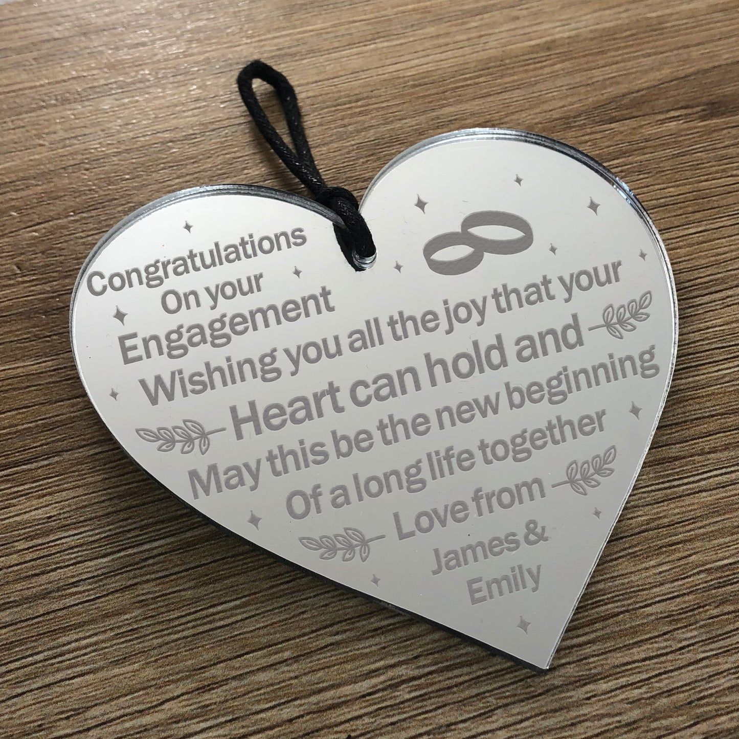 Personalised Engraved Engagement Gift Heart Congratulations Gift