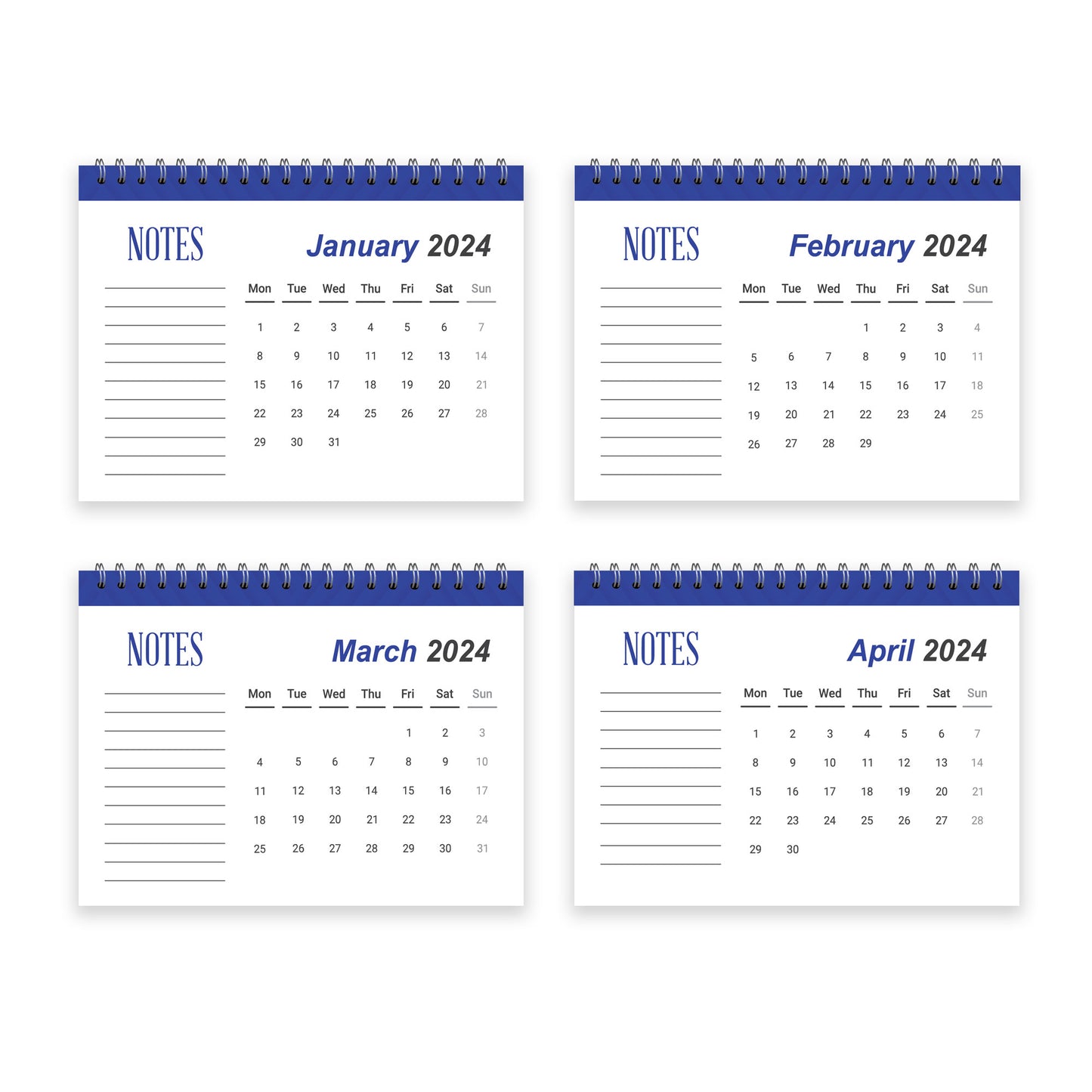 Month To View 2024 Calendar Spiral Bound Planner for Home Office