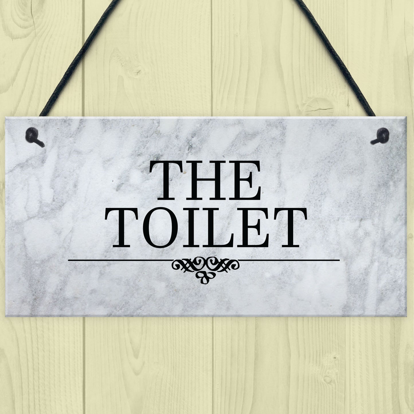 The Toilet Sign Marble Theme Hanging Bathroom Toilet Loo Sign
