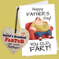Funny Joke Fathers Day Card Gift For Dad FARTER Wood Heart