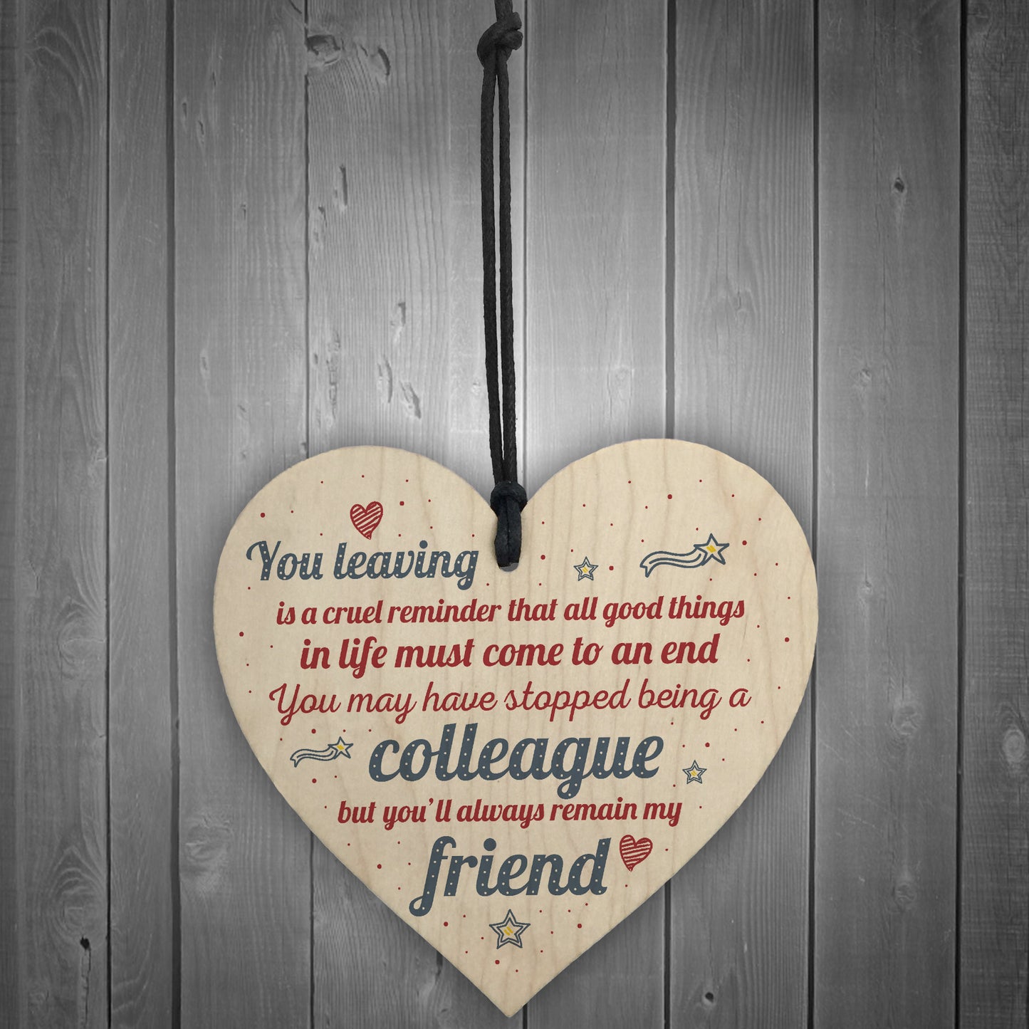 Colleague Gift Friendship Friend Wood Heart Plaque Leaving Gift